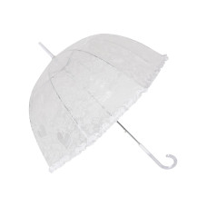Зонт-трость Сердечки прозрачный купол белый
