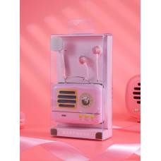 Наушники Радио в металлическом футляре розовые