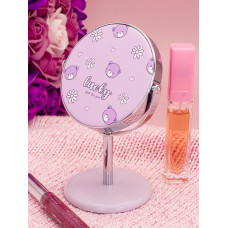 Зеркало косметическое на подставке Мишка Lucky фиолетовое