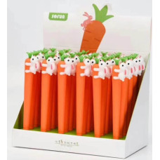 Ручка Заяц с Морковкой гелевая чернила черные блок 36шт