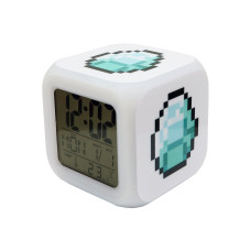 Часы-будильник Алмазная руда серия 2 пиксельные с подсветкой
