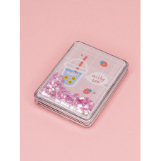 Зеркало косметическое Milky Tea с блестками складное прямоугольное розовое