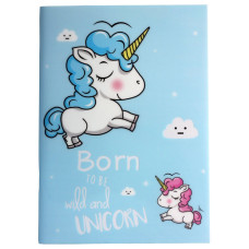 Тетрадь в линейку Единорог Born To Be Wild and Unicorn 42 листа формат А4 голубая