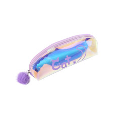Пенал Котик с помпоном перламутровый фиолетовый