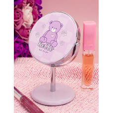Зеркало косметическое на подставке Мишка Hello фиолетовое
