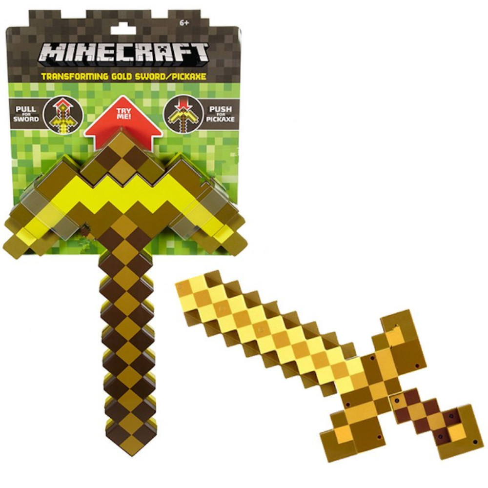 Меч-Кирка Золотой пиксельный Майнкрафт (Minecraft) 8Бит 60см
