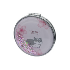 Зеркало косметическое Котята Sleep складное круглое с блестками