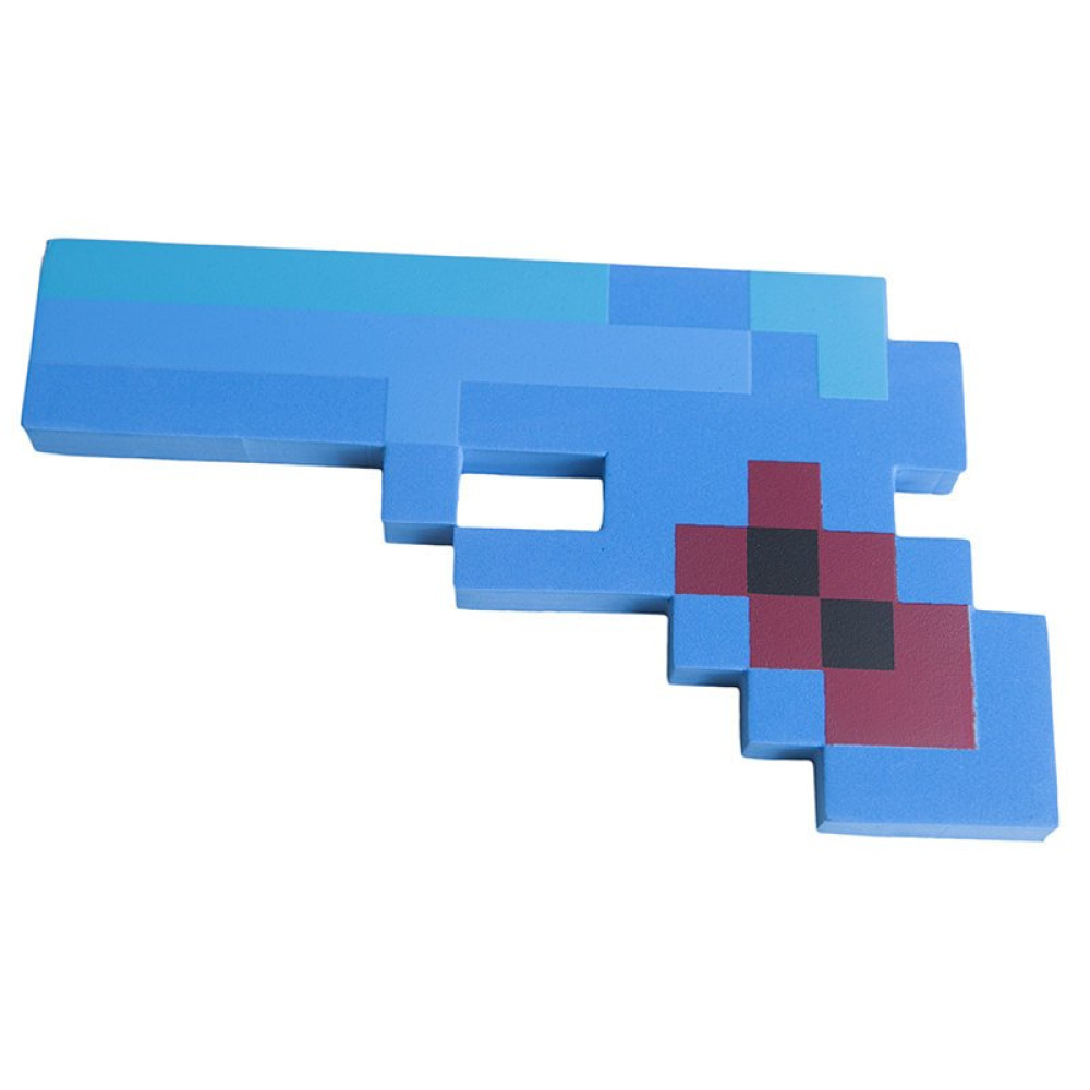 Пистолет Синий пиксельный Майнкрафт (Minecraft) 8Бит 22см